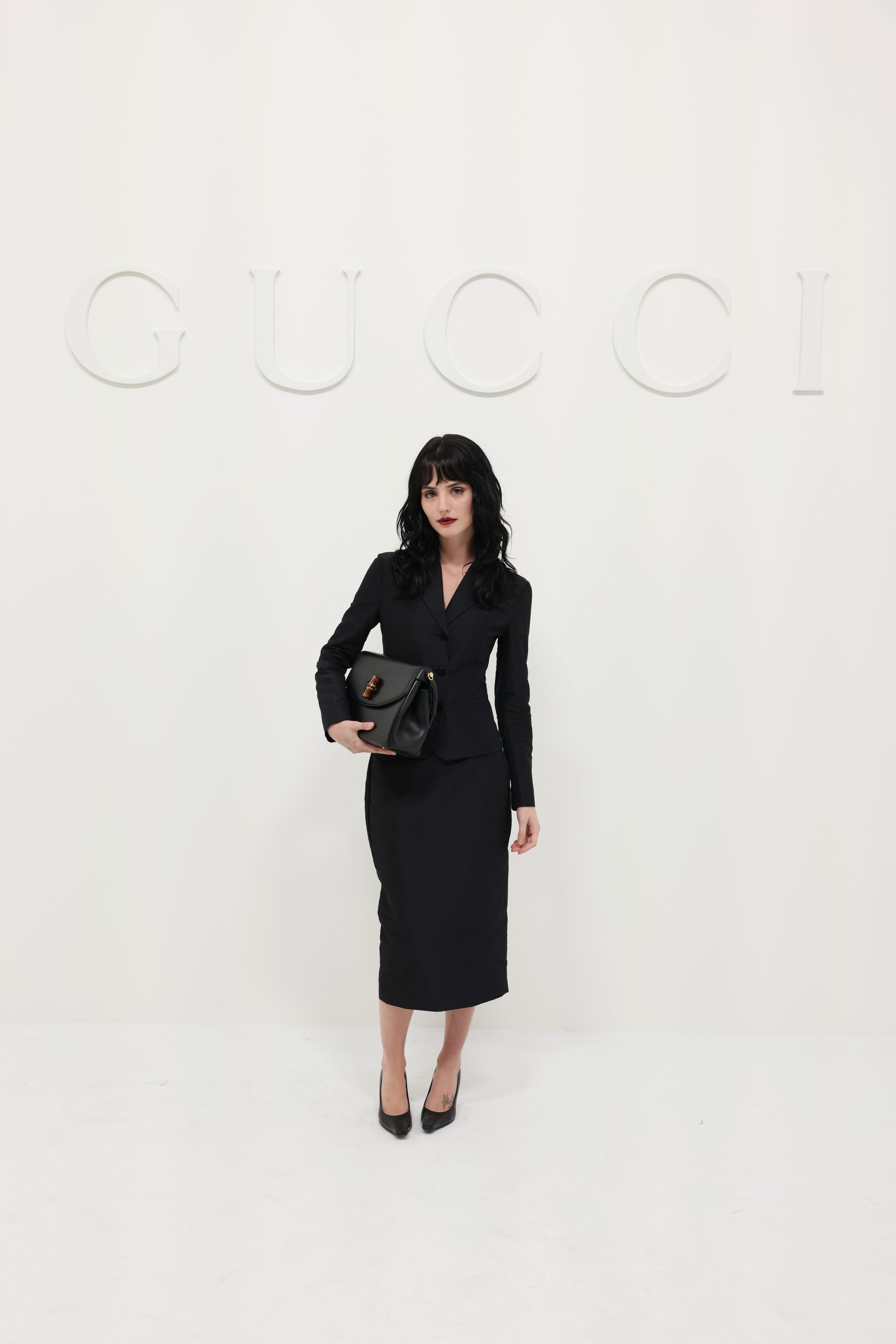 MILAN, ITALY - SEPTEMBER 25: Júlia Mas attends the Gucci The Store Show during the Milan Fashion Week Womenswear Spring/Summer 2027 at Allianz MiCo on September 25, 2026 in Milan, Italy. (Photo by Stefania M. D'Alessandro/Getty Images for Gucci)
